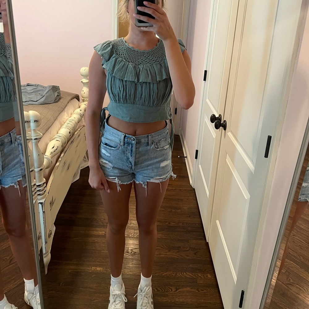 FREE PEOPLE green tie top